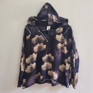 Ethyl Floral Hoodie Sweatshirt V Neck Long Sleeve Relaxed Pullover Casual Lounge